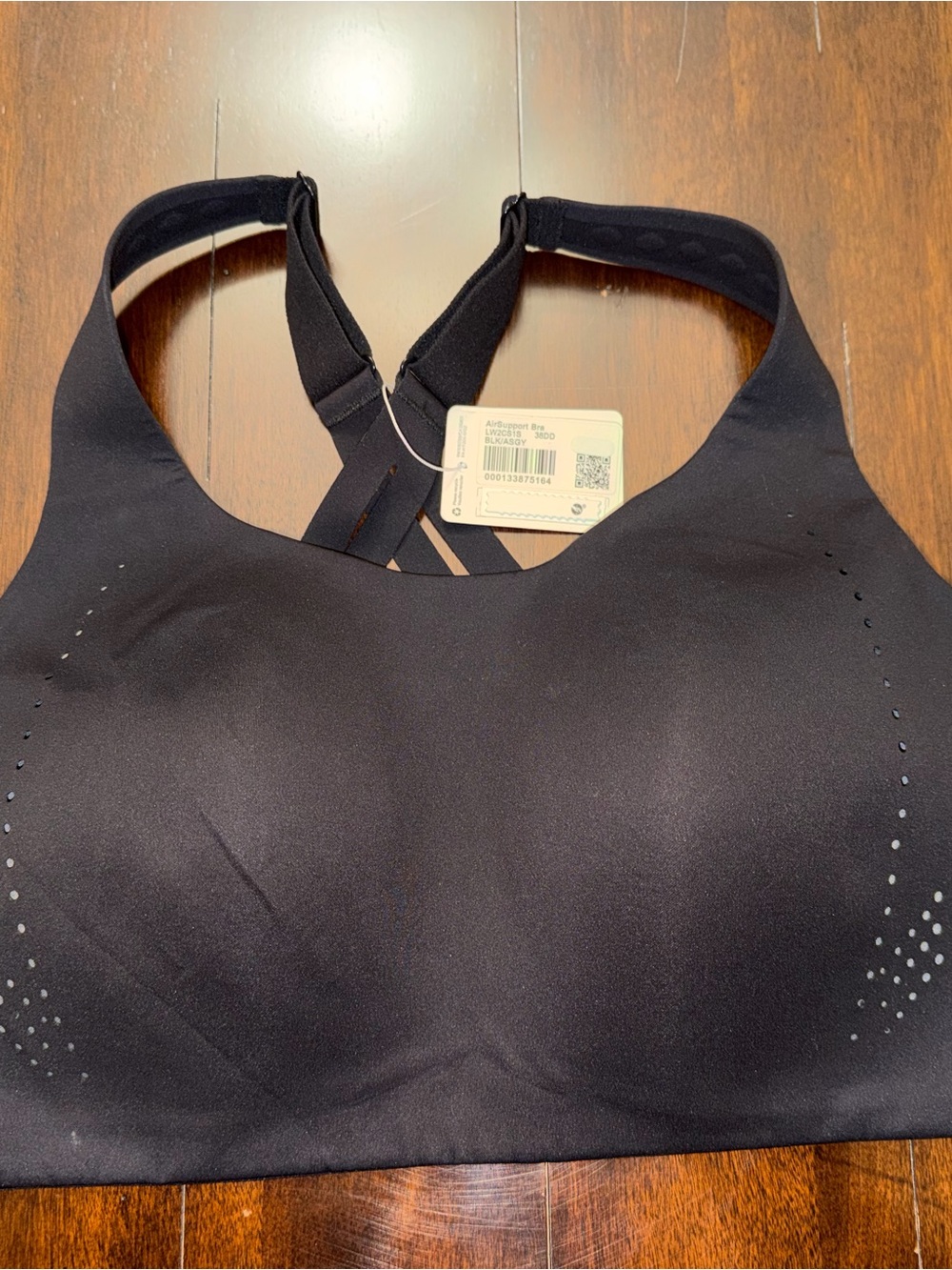 Lululemon AirSupport Seamless Black Sports Bra with Crisscross Back 38D